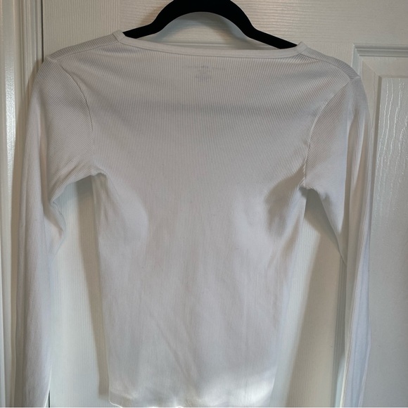 Bundle of 2 Bandy Melville Long sleeved White Shirts Tees Ribbed Waffle - Picture 8 of 13